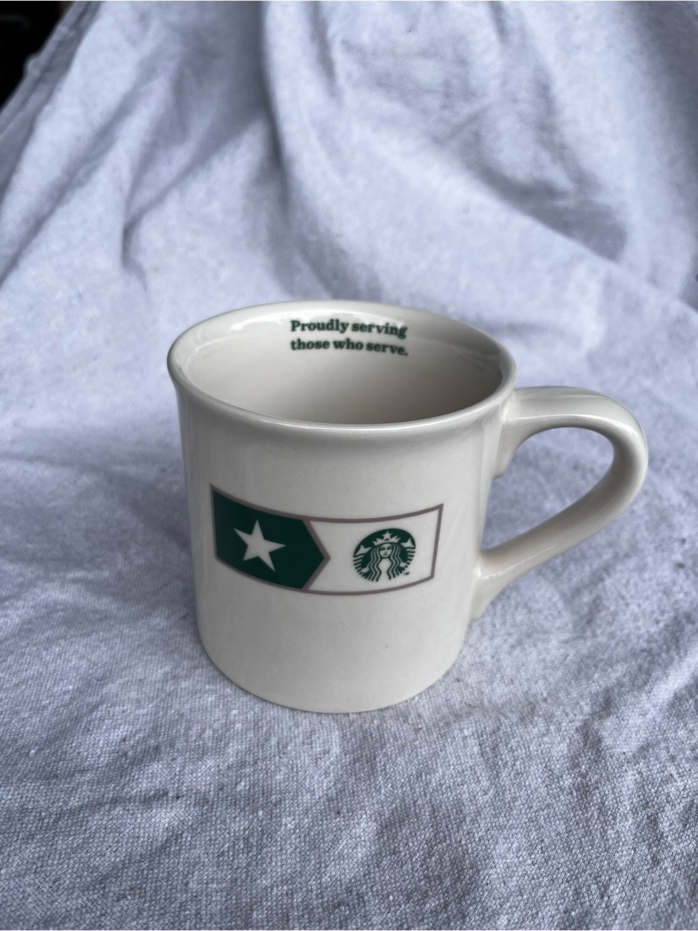 Vintage 2013 Starbucks “Proudly Serving Those Who Serve” mug
